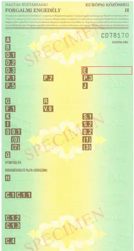 Example of a vehicle registration book in Hungary Where to find the VIN number in the Hungarian registration book - preview photo
